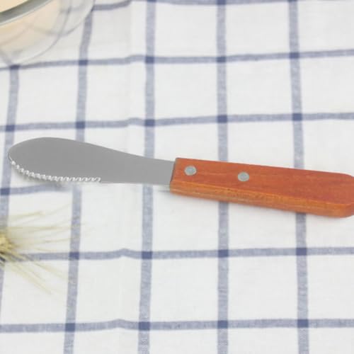 Set de 4 espátulas de queso con mango de madera y acero inoxidable para cocina 6