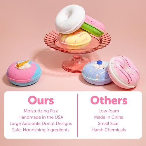 Bath Bombs, 6 Bath Bombs Donuts Gift Set, Perfect For Bubble & Spa Bath, Rich In Almond Oil, Epsom Salt & Kaolin Clay, Fizzy Spa To Moisturize Dry Skin, Gift For Her, Mothers Day #TOP2