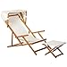 Produktbild Outsunny Sonnenliege Gartenliege Relaxliege verstellbar Liegestuhl Relaxsessel Gartenmöbel mit Sonnendach Hocker Akazie + Polyester Natur+Weiß 126 x 70 x 94cm