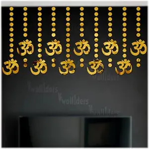 Wall1ders 10 Om 100 Dots (Pack of 110) Decorative Mirror Stickers for Wall, Wall Mirror Stickers, 3D Acrylic Stickers Wall Stickers for Hall Room, Bed Room, Kitchen Living Room Kids Room (Golden)