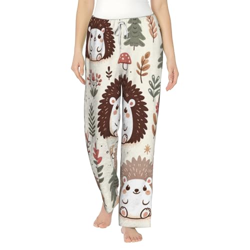 Pantalon pyjama polaire hérissons femme pour stopper le froid | Bas détente flanelle cocooning