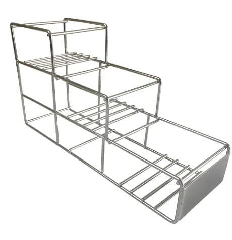 Rattleware Heavy-Duty 3-Slot Stainless Steel Syrup Bottle Rack (12.6” x 6.7” x 4”) - Organized, Bottle Rack for Baristas - Perfect for Your Bar Countertop
