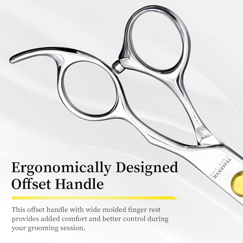 Dog Grooming Scissors, 7.0" 46 Teeth Thinning Shears, Premium Stainless Steel, Safety Rounded Tip & Offset Handles for Precision Trimming Dogs, Cats, Pet at Home