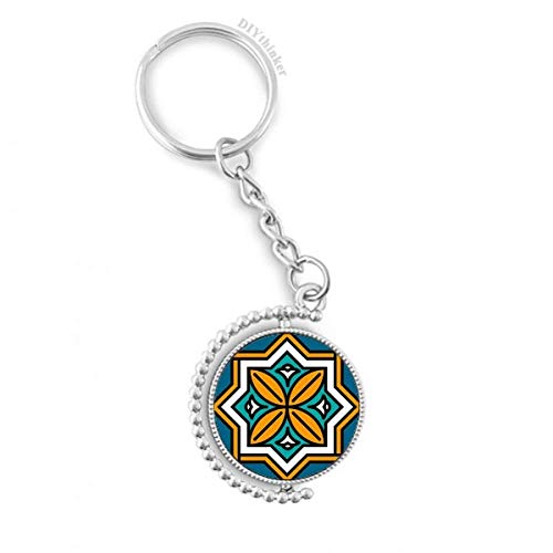 Porte-clés rotatif géométrie Maroc anneau rigide multicolore 1,2"