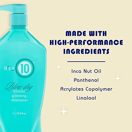 It’s a 10 Haircare - Miracle Blow Dry Glossing Shampoo, Shine Enhancing, Colour Safe, Detangling, 1 Litre - Image 3
