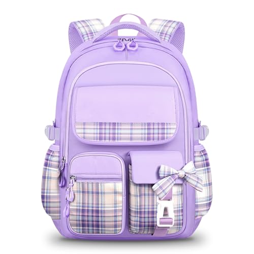 Dokeno Mochilas Escolares Niña, Bolsa Escolar de Gran Capacidad, Mochila Colegio Ligera e Impermeable, Mochila Escolar Primaria, Mochila Kawaii Escolar de Nailon para Niñas, 26x18x40CM