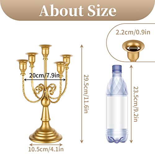 Sziqiqi Gold Candlestick Holder Candelabra - Taper Candle Holders For Wedding Centerpiece 5-Arms Candle Stick Stands For Candlelight Dinner Table Christmas Mantel Festivals #TOP2
