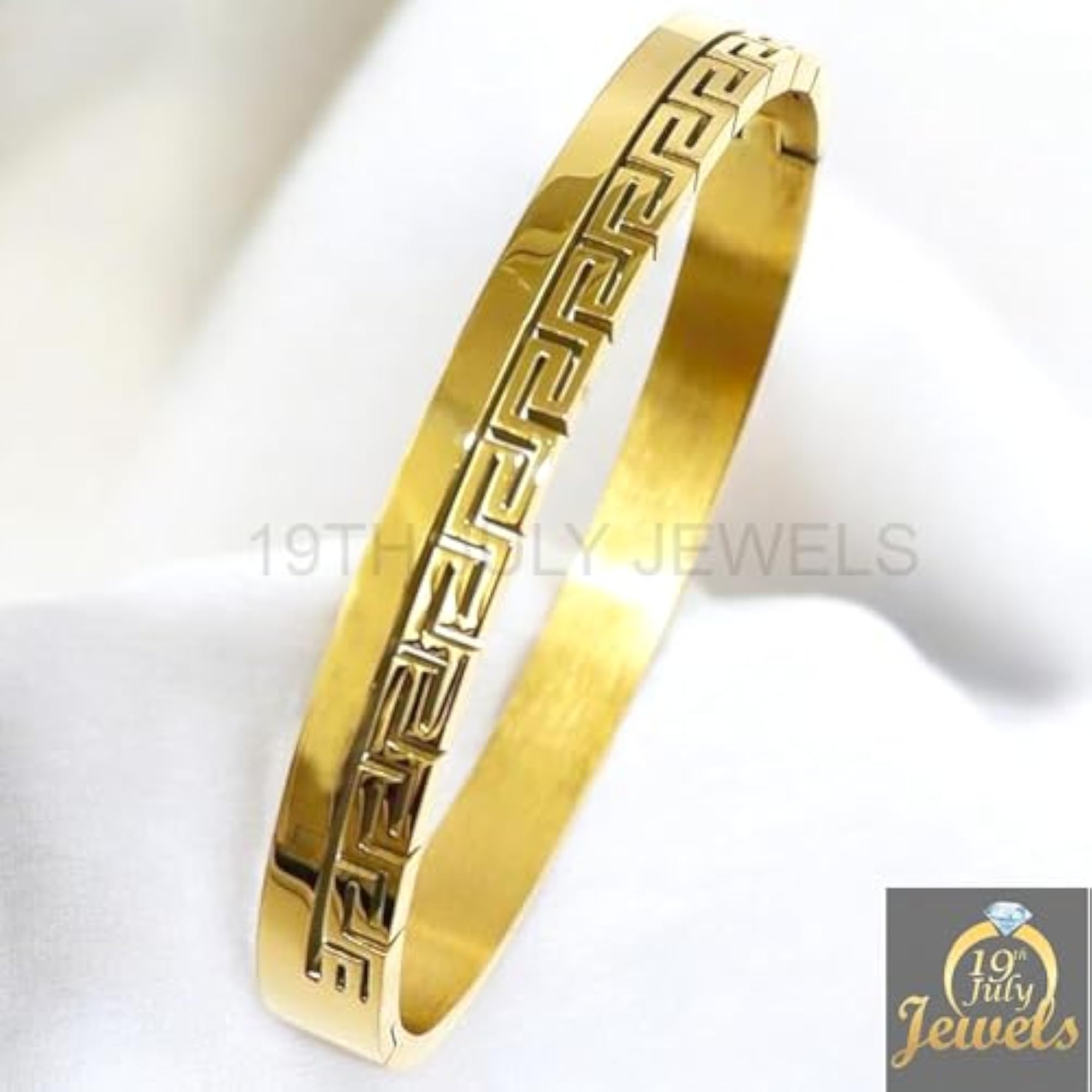 Stainless Steel Gold-Plated Maze Stack Bracelet, Unisex