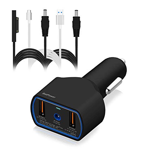 BatPower 120W V2 Adaptador alimentación Cargador de Coche para Microsoft Surface Book 2 Laptop Surface Pro X 7 6 5 4 3 Surface Go Surface Car Charger Carga rápida para Tableta o teléfono Inteligente