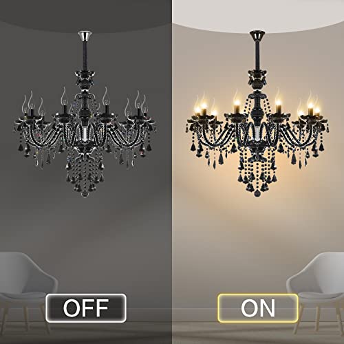 Ridgeyard 10 Lights Crystal Candle Style Chandelier Ceiling Lighting Pendant Luxury Romantic Lamp For Living Room Dining Room Bedroom Hall Balcony (Black) #TOP4