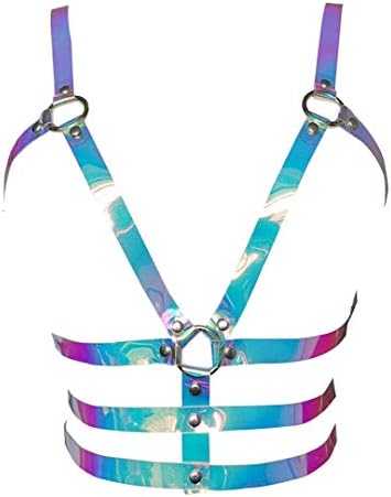 Women's Punk Waist Belt Body Chain Faux Leather Harness Adjustable with Buckles and O-Rings(N08)