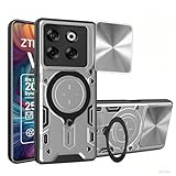 Funda compatible con ZTE Blade V70 | Funda blindada protectora a prueba de golpes con anillo protector para cámara | Bolsa resistente a los arañazos | Bolsa antihuellas | Plata