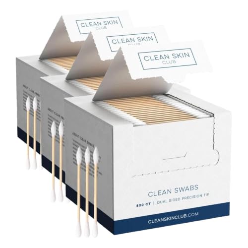Image of Clean Skin Club Clean Swabs | 500CT | One Pointed Tip | Biodegradable + Organic Cotton & Bamboo | Makeup & Nail Polish Touch-ups | Chlorine-Free & Hypoallergenic (500 Count) (Pack of 3)