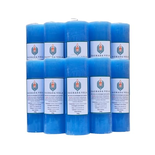 KIT C/10 VELAS VOTIVA 7 DIAS 260G SAGRADA VELA (AZUL CLARA)