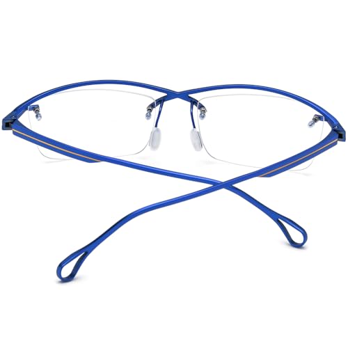 Image of FONEX Pure Titanium Glasses Frame Men Semi Rimless Square Eyeglasses Eyewear DTX416