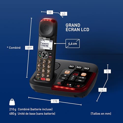 Téléphone fixe sans fil amplifié Panasonic - vue 10