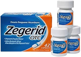 Zegerid OTC 24-Hour Heartburn Relief, Stomach Acid Reducer, The Only Proton Pump Inhibitor with Omeprazole 20mg + Sodium Bicarbonate, Treats Frequent Heartburn, 42ct Capsules