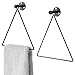 MyGift Modern Wall-Mounted Triangle Black Metal Hand Towel Ring, Set of 2