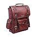 HULSH Handgefertigter 40,6 cm großer brauner Leder-Rucksack für Herren im Vintage-Stil, einfach zu öffnen, mit Push-Lock-Verschluss Damen und | Laptop-Rucksack aus Leder gepolstertem Laptopfach