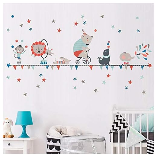 DIY tecknad cirkus barn vägg klistermärken djurmålning baby rum sovrum affisch vägg art-CCS4055B