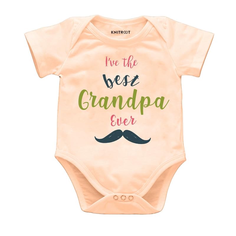 Image of KNITROOT Grandparent Family Special Onesies, Unisex Baby Kids 100% Cotton Envelope Neck Half Sleeve Romper, Bodysuit, Sleepsuit, I'Ve The Best Grandpa Ever, Infant Cloths for Boys & Girls
