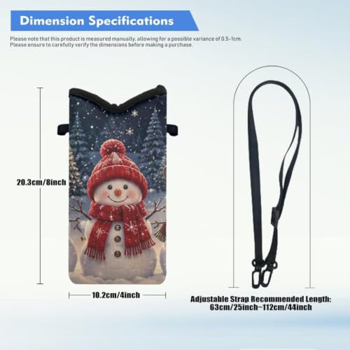 Image of Christmas Neoprene Phone Pouch Shockproof Crossbody Phone Purse Mini Bag with Detachable Adjustable Strap, Christmas Mini Purse for Women, Snowman Print