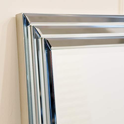 Empire Art Direct 40 X 30 Inches Wall Mirror Wall-Mounted Mirrors Solid Wood Frame Covered With Beveled Multi Faceted Bars,Modern Mirror For Bathroom,Vanity,Bedroom,Clear #TOP4