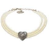 Alpenflüstern Trachten-Perlen-Kropfkette Ornament-Herz - nostalgische Trachtenkette, eleganter Damen-Trachtenschmuck, Dirndlkette Creme-weiß DHK261