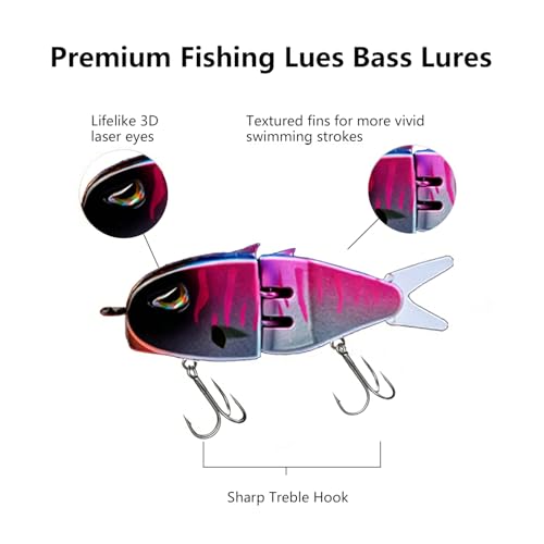 CHSMONB Fishing Lures for Freshwater and Saltwater, Lifelike Slow Sinking Bass Lures Multi-Jointed Swimbait for Bass Trout Crappie Walleye Pike, Must-Have Fishing Gear for Family Fishing Gear (5 Pcs) — view 2