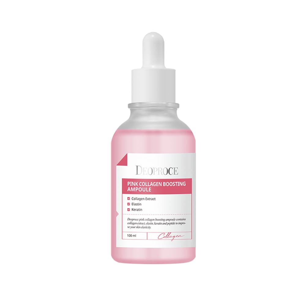 Deoproce Pink Collagen Boosting Ampoule 100 ml, Korean Skincare, Wrinkle & Elastic Care, Moisturizing, Hyaluronic Acid
