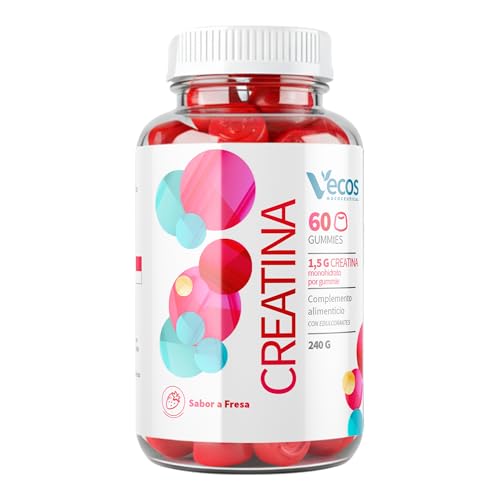 Creatina Monohidratada en Gominolas 3000 mg | Gummies de Creatina Sin Azúcar | Sabor Fresa Ácida | Mejora Fuerza y Rendimiento