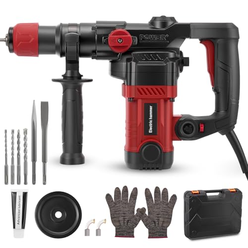 Yapasopu 1200W martello demolitore,5J Energia d'impatto,6 livelli regolabili,Velocità al minimo
