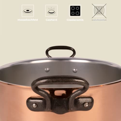 Foto von Cuisine Romefort | Suppentopf aus Kupfer mit Deckel Ø 24 cm | Verzinnter Kupfertopf | Kochtopf mit hohen Wänden