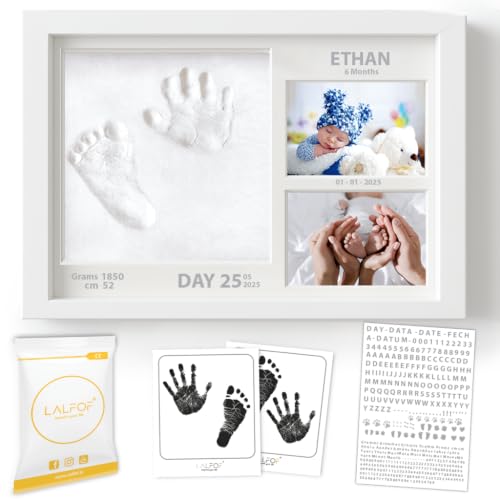 Image of Baby Hand And Footprint Kit 2in1 With Name |Baby Footprint Kit & Handprint Kit With Clay & Ink Pad |Baby Shower Gifts |Personalised Baby Gifts With Handprint Frame |Hand Print Kits For Babies |LALFOF®