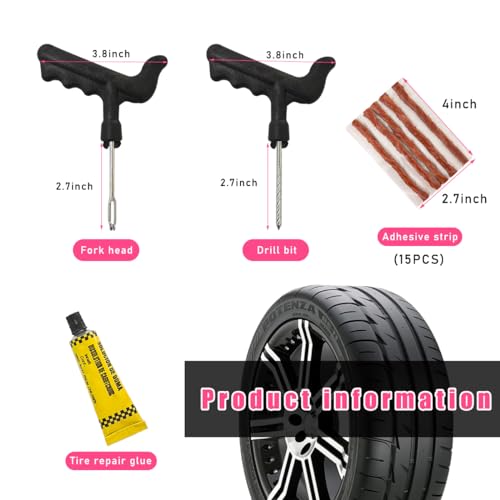 image for Ohleats 18 PCS Tire Repair Kit, Vehicle Flat Tire Puncture Repair Tool