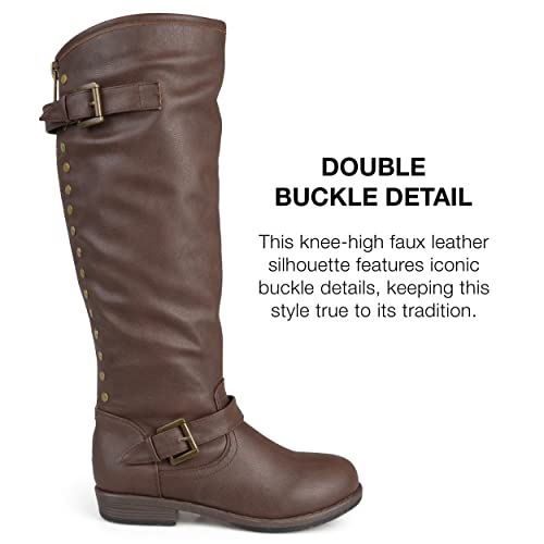 Journee Collection Womens Spokane Stacked Heel, Riding Boots, Brown4