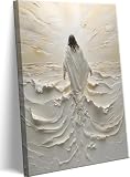 Abstract Jesus Walking on Water Canvas Wall Art Christian Spiritual Wall Decor Pictures Divine Light Modern...
