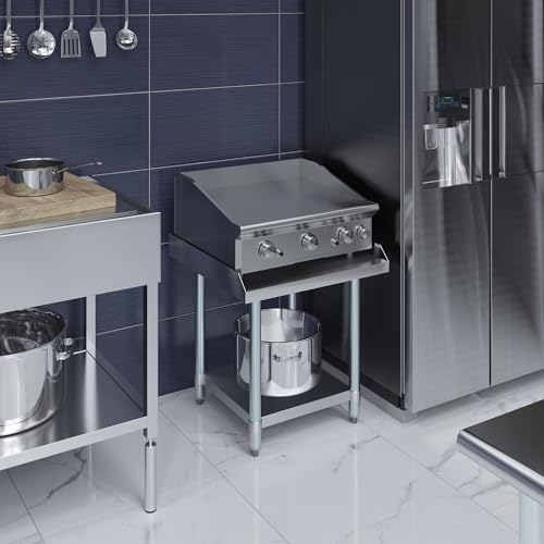 Image of AmGood Stainless Steel Equipment Stand - Heavy Duty, Commercial Grade, with Undershelf, NSF Certified (24 inch Width x 24 inch Length)