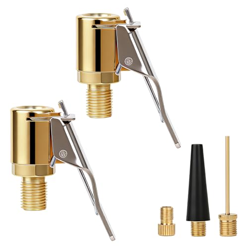 Haefan Adaptateur de Valve de Pneu Voiture – 5pcs Embout de Gonflage Laiton à Clip Compatible avec gonfleur Pneu Voiture, Pompe vélo, compresseur Connexion...