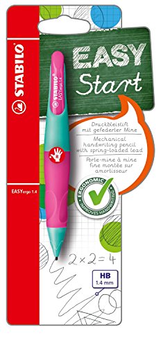 Matita A Scatto Ergonomica - Stabilo Easyergo 1.4 In Turchese/Rosa Per Destrimani - Con 3 Mine 1.4 Mm Gradazione Hb