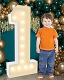 4FT Plastic Marquee Numbers 1 - Light up Numbers Are Made from Corrugated Plastic Board - Quick Assembly Without Tools, Disassembled Components Can Be Used for Photo Wall Decoration, Yard Sale Signs