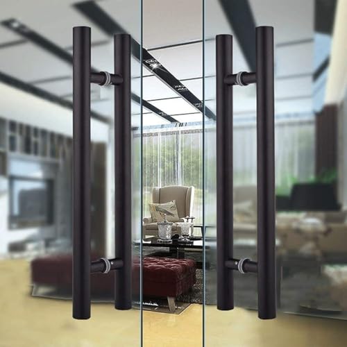 Poignée de porte coulissante en acier noir pour séparer un salon et une cuisine