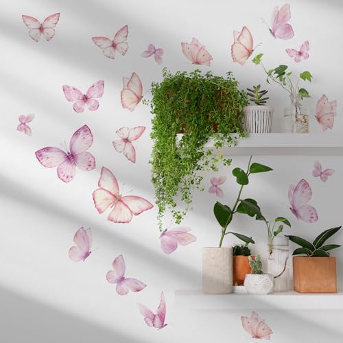 Vinilos Decorativos de Mariposas Acuarela Rosa para Pared miniatura 5