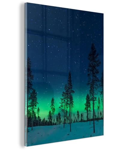 Art mural paysage de neige en peinture moderne sur verre pur