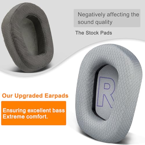Image of SOULWIT Mesh Fabric Professional Earpads Replacement for Logitech G733 G535 G335 Lightspeed Wireless Gaming Headset, Ear Pads Cushions with Comfort Noise Isolation Foam - Grey