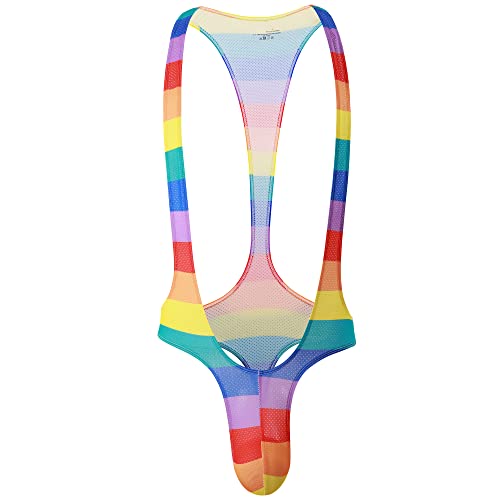 Qiati Men's Bodysuit Leotard Thong Underwear Multicolor Wrestling Singlet Jumpsuit Sleepwear #TOP21