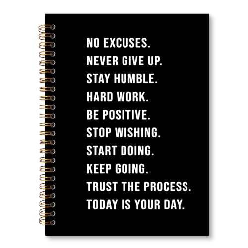 JRTW Inspirational Motivational Notebook Journal, No Excuses Never Give up