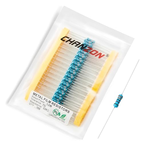 Chanzon 100pcs 1/2W (0.5W) 33K Ω ohm Metal Film Fixed Resistor