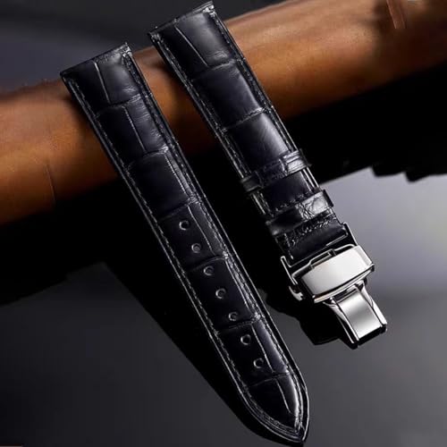 Image of Genuine Leather Watch Bands, Italian Alligator Grain Embossed Watch Straps,Quick Release Replacement Deployment Buckle Leather Watch Straps 12mm 14mm 15mm 16mm 17mm 18mm 19mm 20mm 21mm 22mm 23mm 24mm