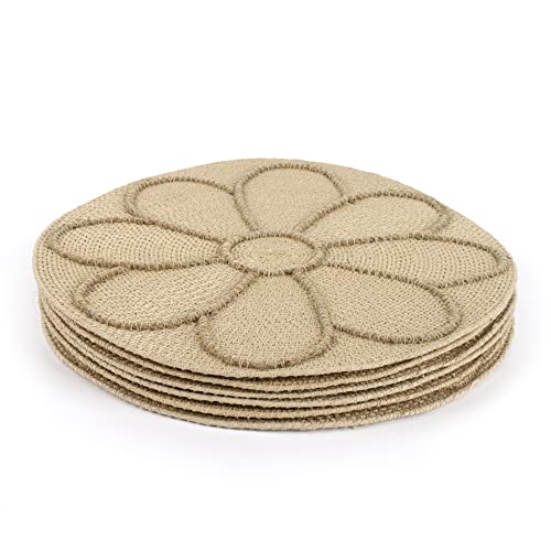 Placemats For Dining Table, Set Of 6 Serviette Ring Table Place Mat Durable Kitchen Table Mats, Stain Resistant Placemats 13 Inches For Kitchen Table, Buffet Table Mats - Natural Brown #TOP1